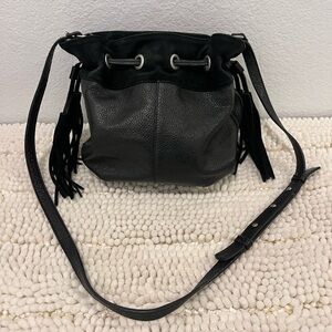 American Eagle Outfitters Black Leather Drawstring Bag